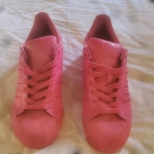 Men's All Pink Adidas Superstar Sneakers